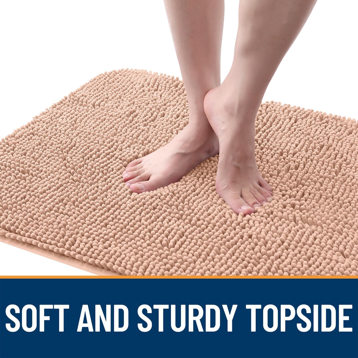 OLANLY Dog Door Mat - Absorbent Non-Slip Chenille for Muddy Paws | 70x46 Inches, Quick Dry, Peach