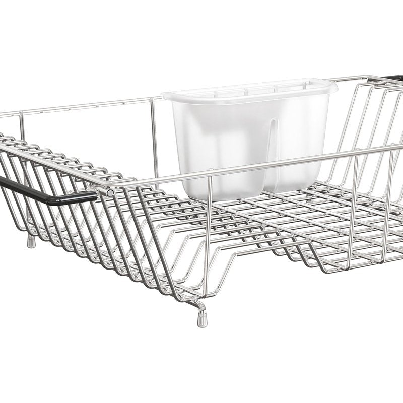 Simple Houseware Large Over Sink Counter Top Stainless Steel Dish Drainer Drying Rack with Utensil Holder, Chrome