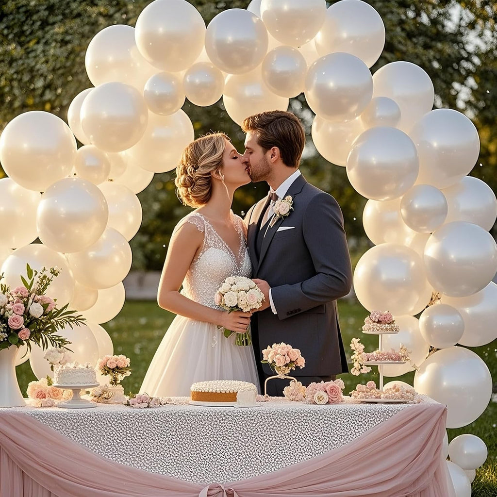 Pearl White Balloons - 12 Inch Latex Party Balloons for Weddings, Showers & Celebrations