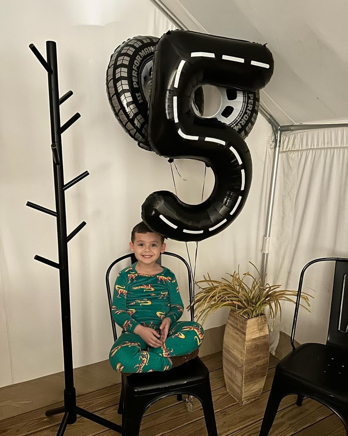 Race Car 5 Balloon | 40-Inch Black Number 5 Birthday Balloon Decorations for Parties