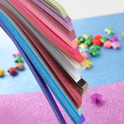Mluchee 360 Sheets Glitter Folding Stars Paper - 18 Colorful Strips for DIY Projects & Gifts