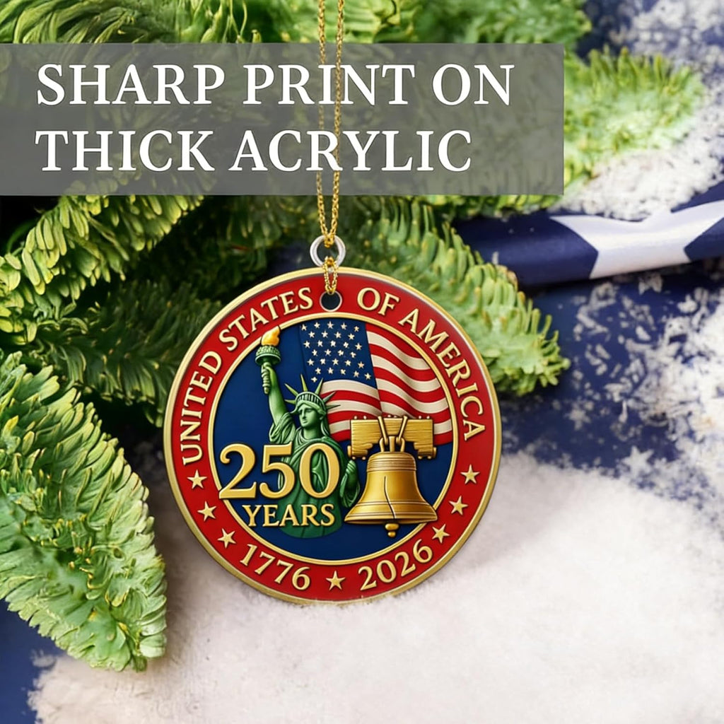 USA 250th Anniversary Ornament Set - 2D Acrylic Patriotic Decor | Perfect 4th of July Gift