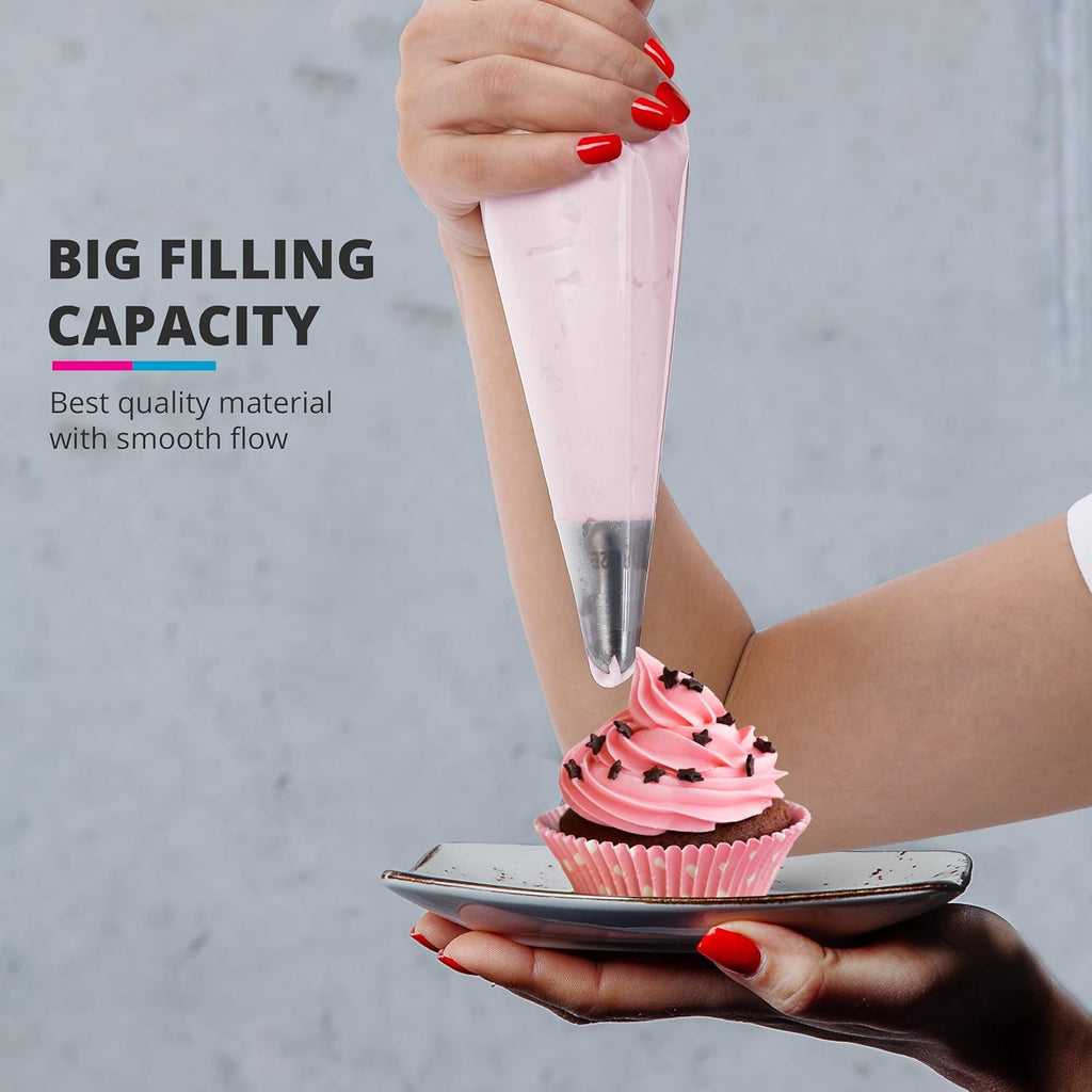 Riccle Disposable Piping Bags - 12 Inch Anti-Burst Pastry Bags for Icing & Decorating Cakes and Cookies