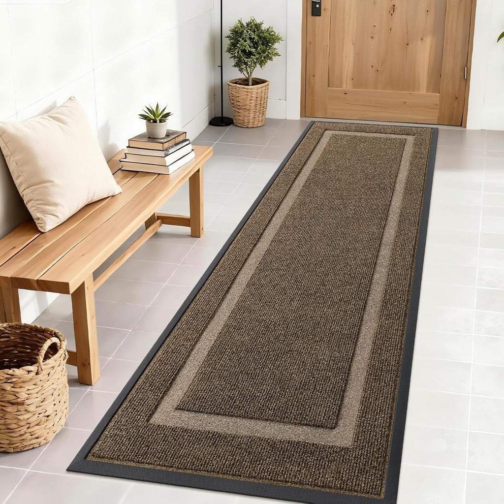 OLANLY Waterproof Front Door Mat - All-Season, Sturdy Natural Rubber, Easy Clean | 71x23, Brown