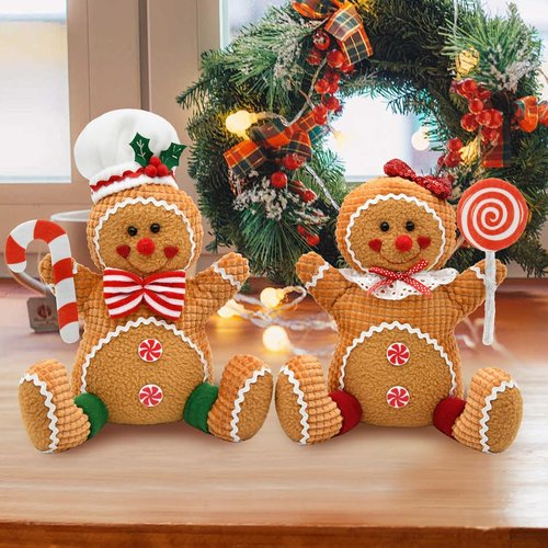 CRCZK Gingerbread Christmas Decorations - Plush Centerpieces for Festive Indoor Decor | Candy Cane Theme