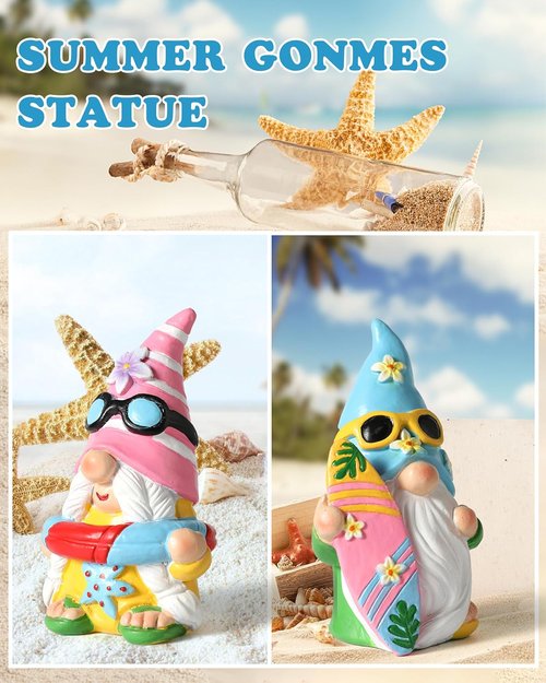 iStatue Pool Gnomes - 2PCS Funny Hand-Painted Resin Statues for Beach Decor | Summer Garden Gifts