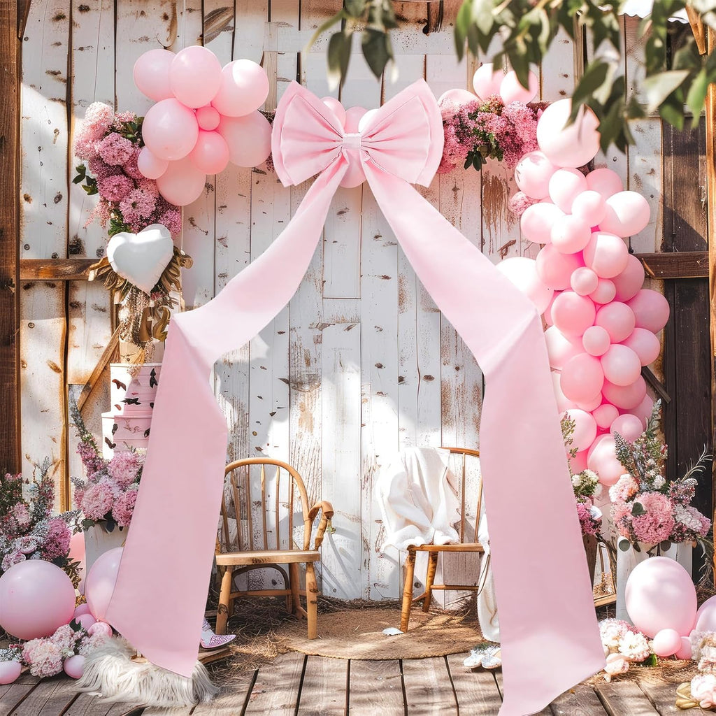 Wavwavw Giant Pink Bow Decor - Oversized 75x18 Inch Ribbon Tie for Baby Shower & Party Backdrop