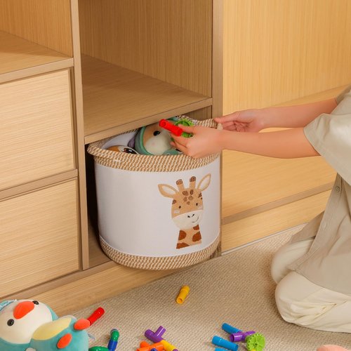 Tidelit Toy Basket for Baby Laundry Hamper Blanket Baskets Cute Giraffe Nursery Hampers Toy Storage Basket, Woven Cotton Rope Nursery Organization Bins For Girls Boys Kids Newborn Gifts Baskets