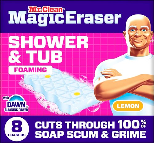 Mr. Clean Magic Eraser Sponge - Powerful Soap Scum Remover for Bathroom & Shower - 8 Count