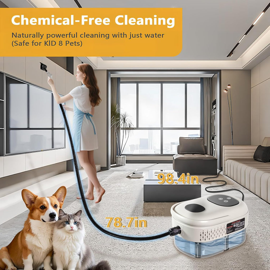 Skiennix Handheld Steam Cleaner - 1000ml Tank, Fast 15S Heat-Up, Versatile for Home & Car Cleaning