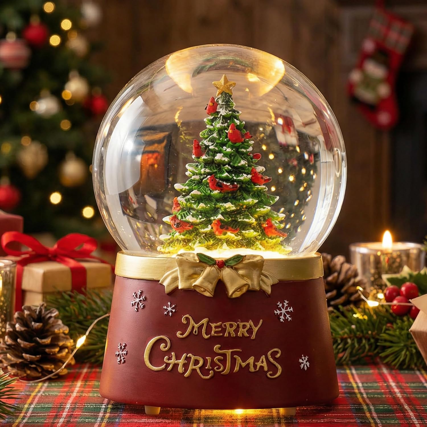 Regine Switzerland Christmas Snow Globe - Lighted Musical Decoration with Swirling Glitter | Perfect Holiday Gift