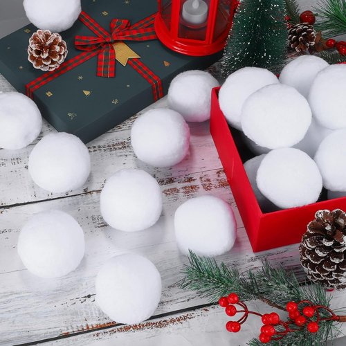 Elcoho 100-Piece Artificial Snow Ball Set - Realistic Plush Toss Balls for Kids | Winter Fun & Xmas Decor