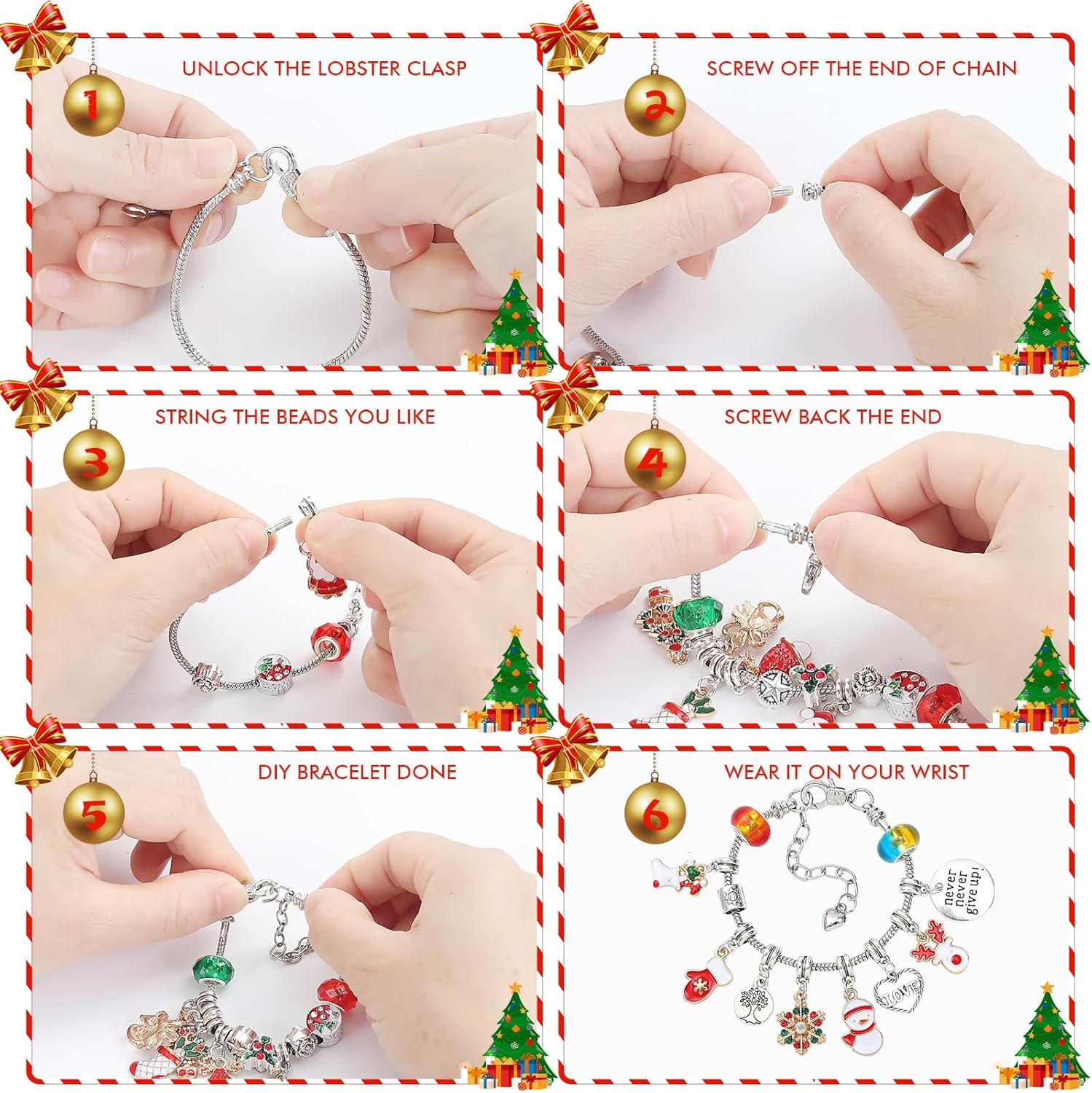 Regine Switzerland Christmas Advent Calendar Bracelets - 24-Day DIY Jewelry Making Kit for Women