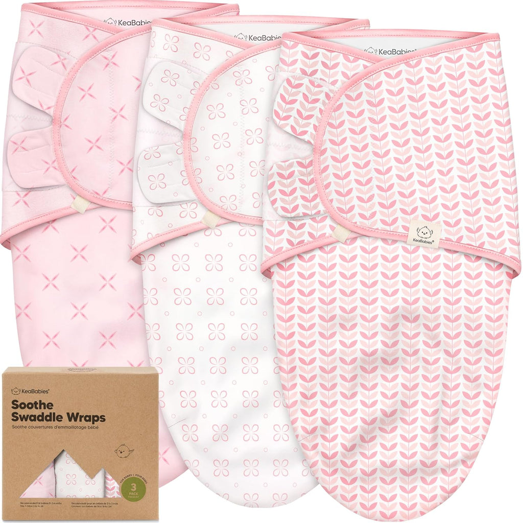 Skiennix Organic Baby Swaddle Sleep Sacks - Soft & Snug for Newborns 0-3 Months | Blossom, OS, 3-Pack