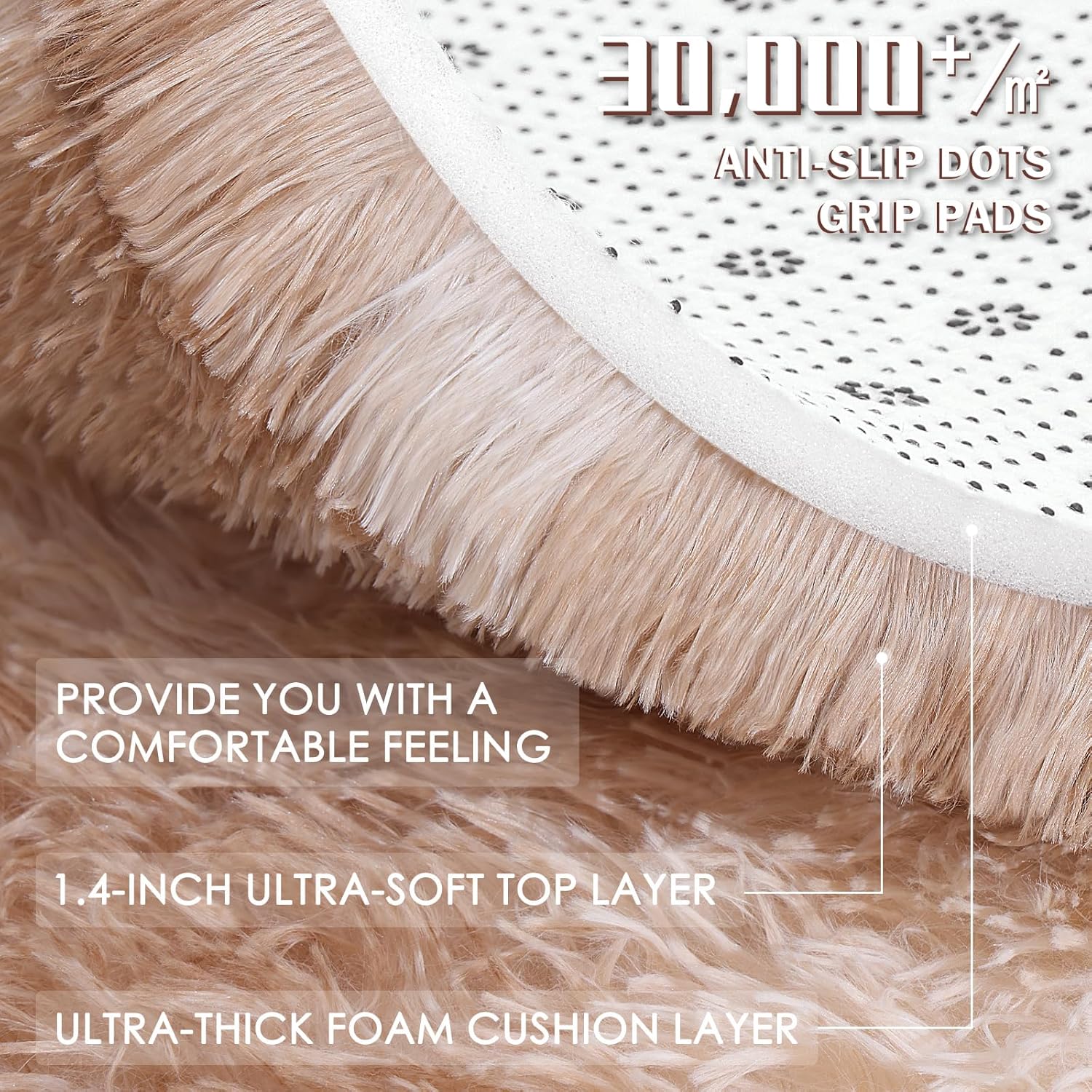 OLANLY Area Rugs - Soft Fluffy Shaggy Carpet for Living Room & Bedroom | Machine Washable 4x5.9 Feet, Beige Tie-Dye