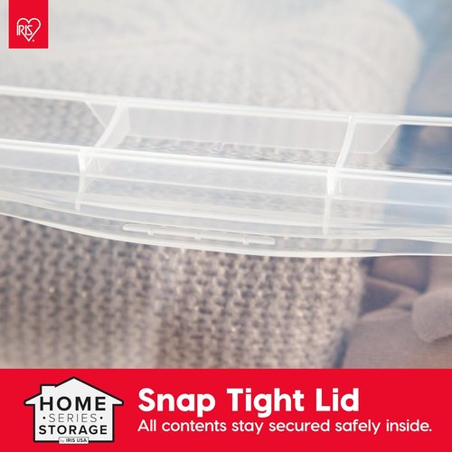 IRIS USA Storage Bins - 12-Pack Clear Stackable Containers with Lids, 17 Quart for Organizing Shoes & Classroom Supplies