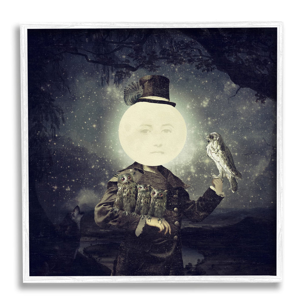 Stupell Industries Starry Night Sky Moon Person Bird Botanical Border, Design by Paula Belle Flores