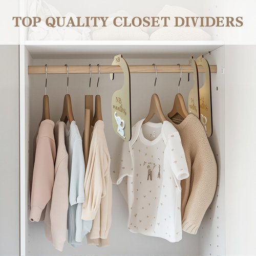 Baby Closet Dividers Unisex Adorable Wooden Baby Clothes Organizer for Nursery Clothes Size Age Dividers from Newborn to 24 Months