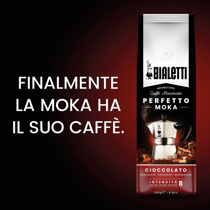 Bialetti - Perfetto Moka Cioccolato: Medium Roasting Ground Coffee, Chocolate Aroma, 8.8 Oz - 250g, Bag with Flavour-Saving Valve