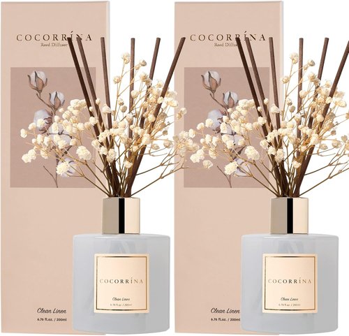 Cocorrína Reed Diffuser Set - 6.7 fl. oz Clean Linen Scented Diffuser with Sticks for Home Decor