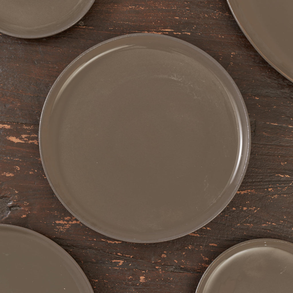 Bico Reactive Glaze Dark Grey 10 inch Stoneware Dinner Plates Set, Set of 4, Microwave and Dishwasher Safe, for Main Course, Steak, Pasta