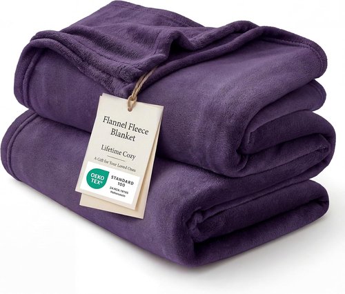 Bedsure GentleSoft Fleece Bed Blanket - Oversized Luxury Microfiber in Purple, 120x120 Inches for Cozy Home Decor