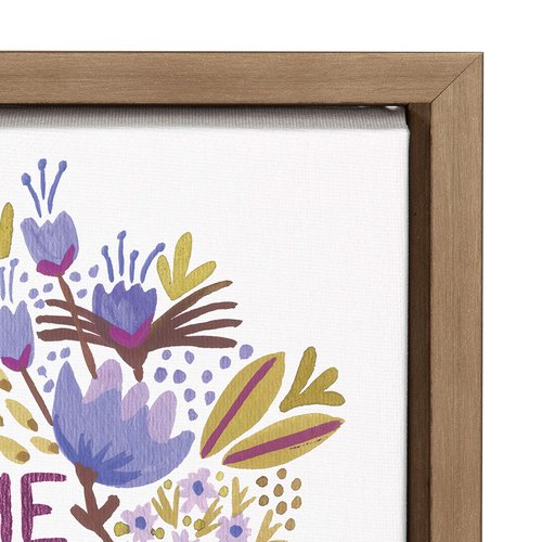 Kate and Laurel Sylvie Though She Be But Little She is Fierce Quote Word Art with Florals Framed Canvas Wall Art by Cat Coquillette, 18x24 Gold