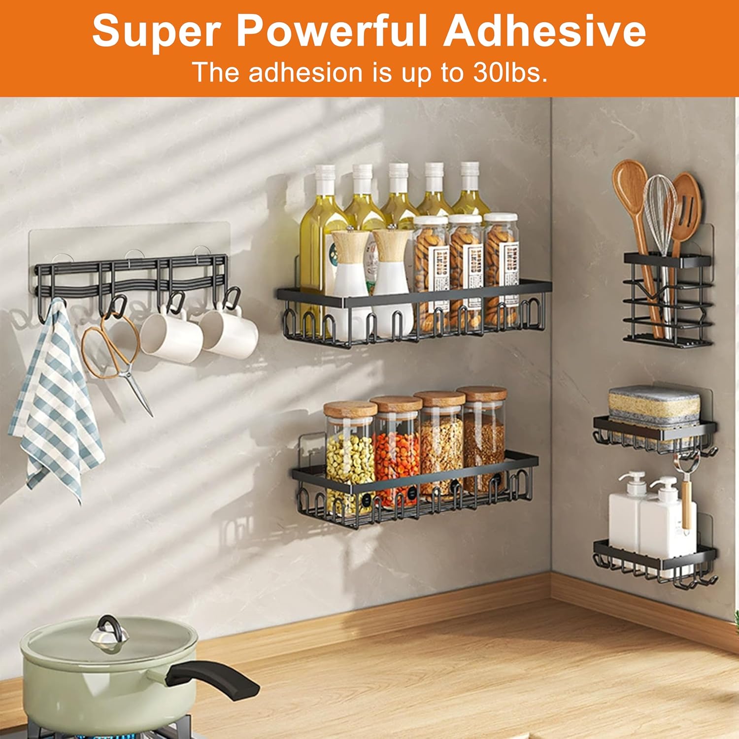 Skiennix Shower Caddy Adhesive Replacement - Strong Waterproof Shelf Adhesive | No Drilling, 14 Pack