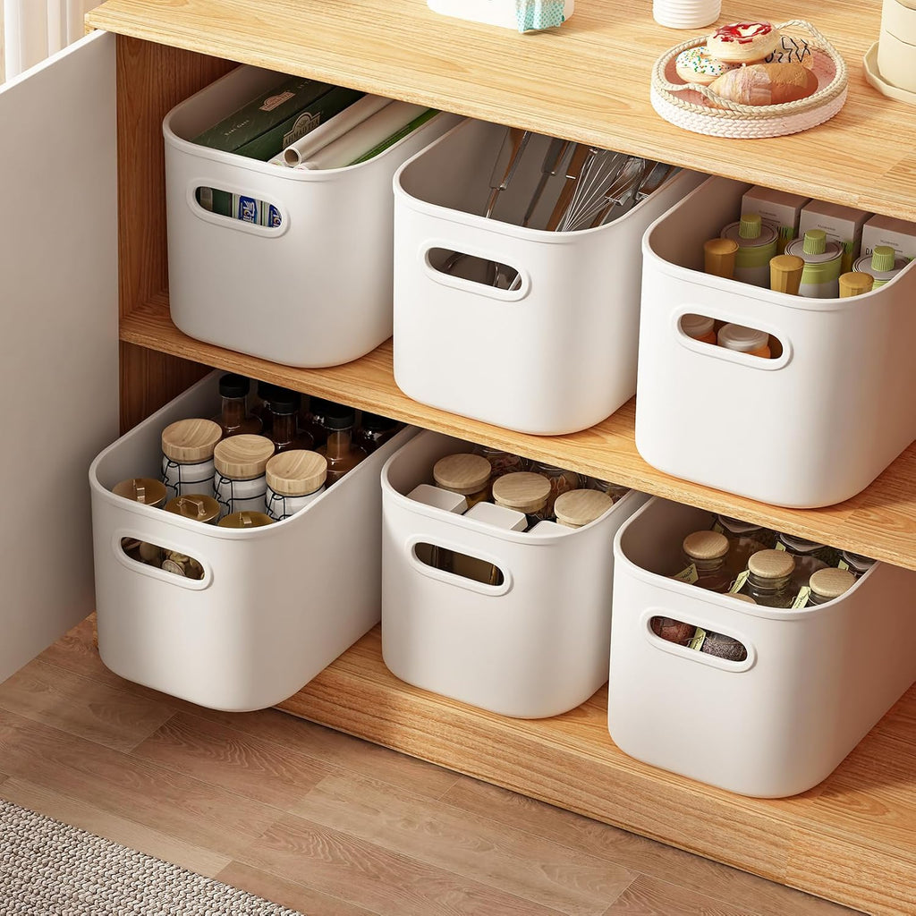 ORGIDOL 8-Pack White Storage Bins with Lids - Stackable Organizing Containers for Crafts & Snacks | 9.85x6.9x5.7 Inch