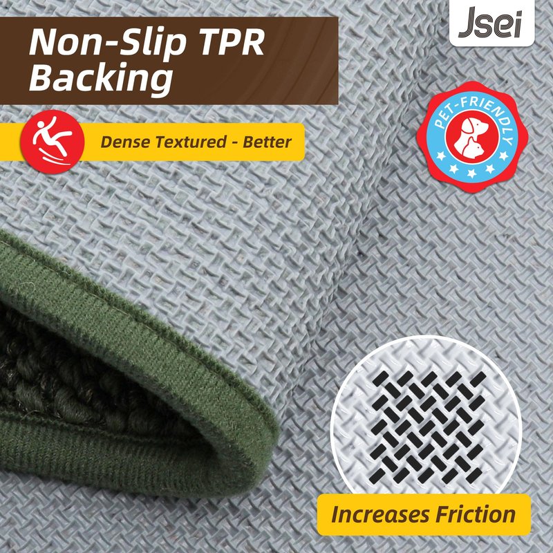 JSEI Kitchen Rugs and Mats, 2PCS Non-Slip Kitchen Mats for Floor, Machine Washable Absorbent and Stain Resistant Kitchen Runner, Carpet Mats with TPR Backing for, 24''x36''+24''x60'', Green