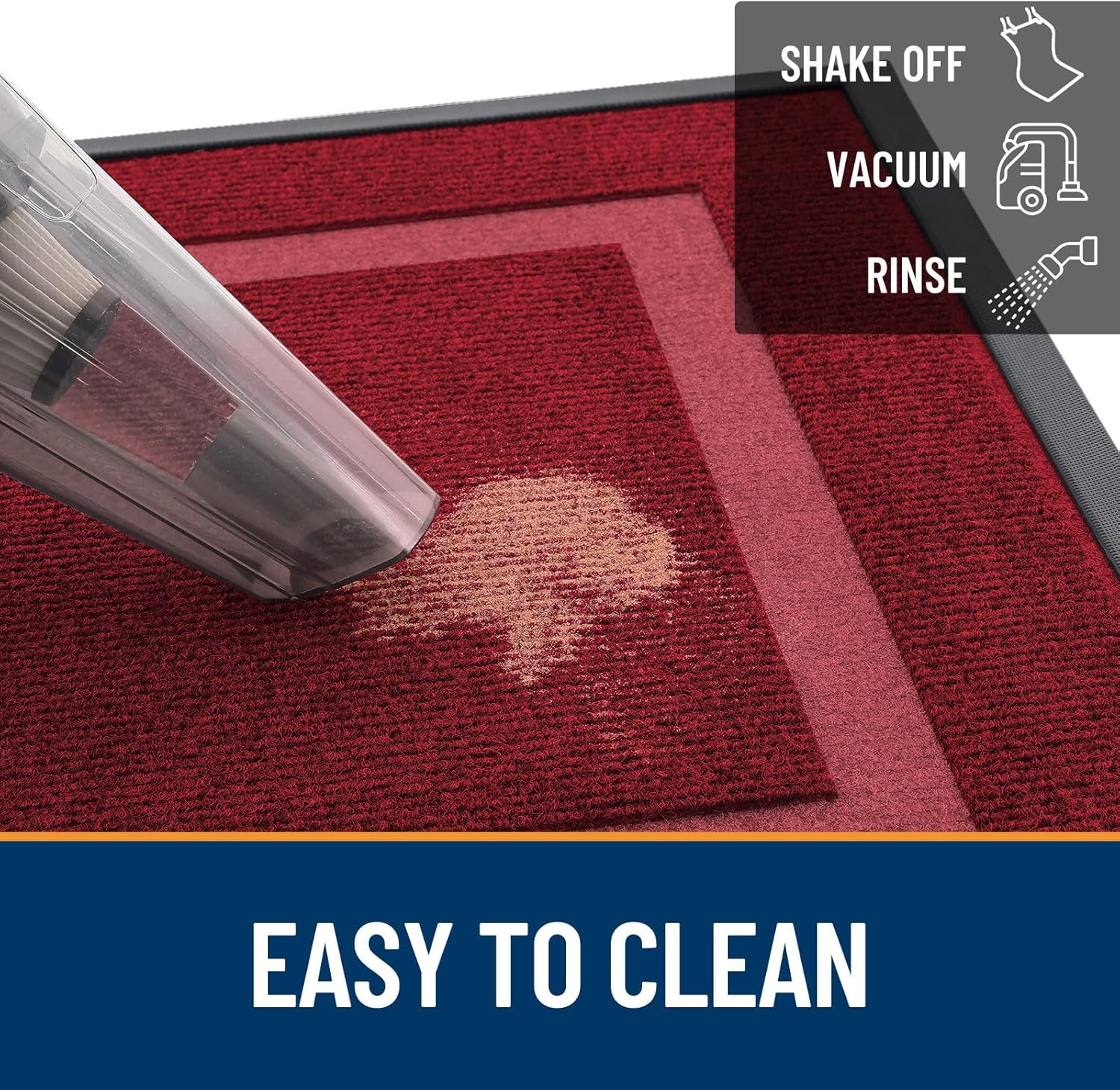 OLANLY Waterproof Front Door Mat - All-Season Indoor/Outdoor Doormat, Easy Clean, 33x21, Wine Red