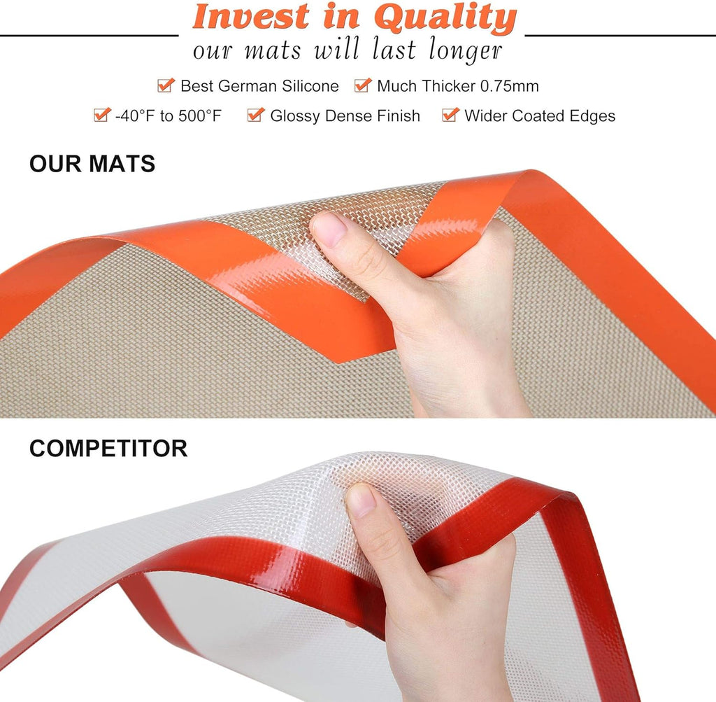 Skiennix Silicone Baking Mat - Non-Stick & Non-Slip Reusable Oven Liner | Set of 2 Half Sheet Mats