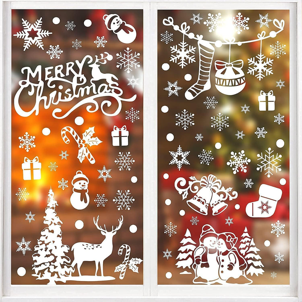 SULOLI Christmas Window Clings - 141 Static Snowflake Stickers for Festive Decor | 8 Sheets