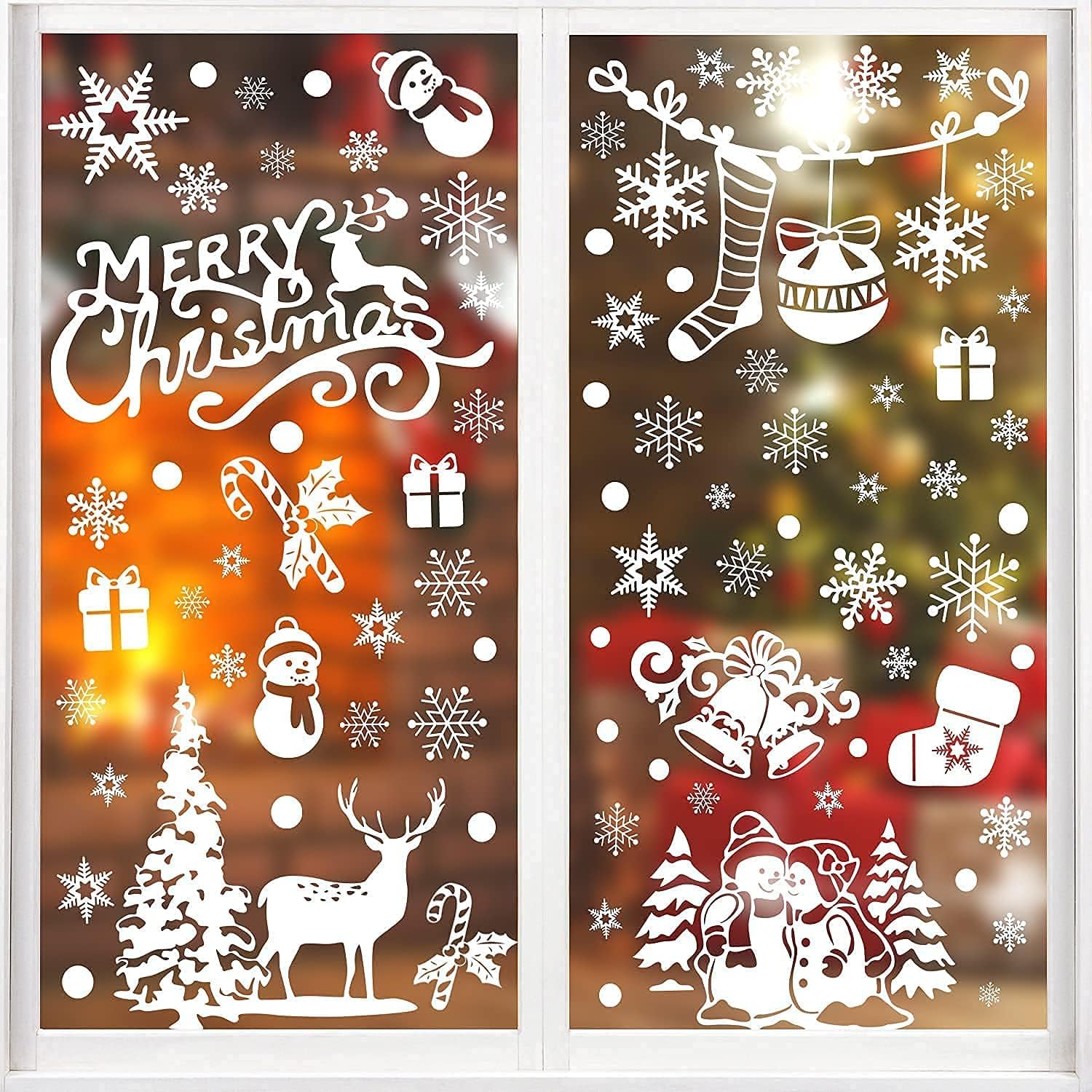SULOLI Christmas Window Clings - 141 Static Snowflake Stickers for Festive Decor | 8 Sheets
