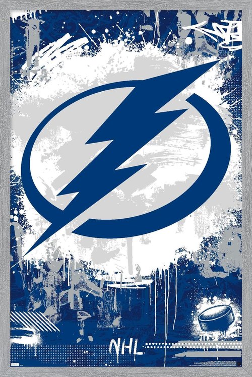 Trends International NHL Tampa Bay Lightning - Maximalist Logo 23 Wall Poster, 22.4L x 14.7W, Gray Framed Version