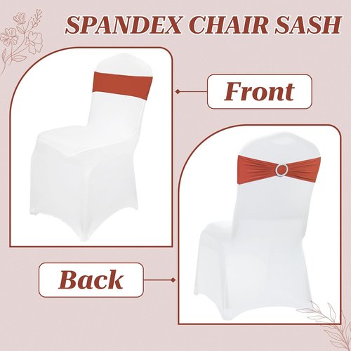 MDS Spandex Chair Sashes - Universal Elastic Stretch Bows with Buckle Slider for Wedding Decor | Terracotta, Pack of 125