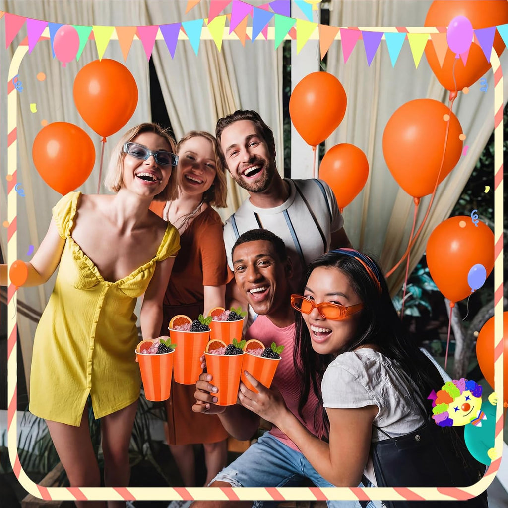 Skiennix 12oz Orange Plastic Cups - 150 Bulk Disposable Party Cups for Celebrations & Events
