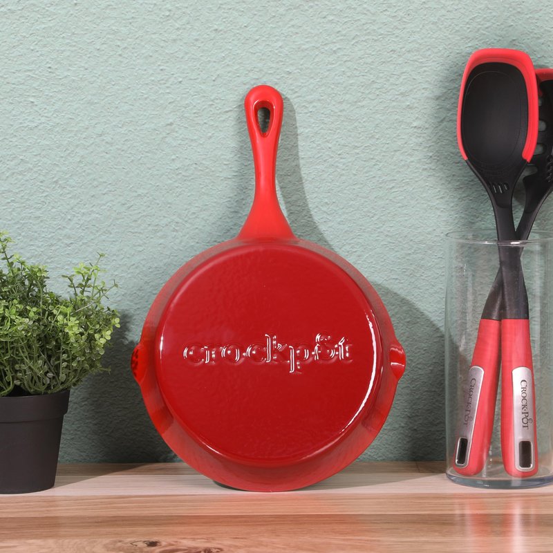 Crock-Pot 8 Inch European Enameled Cast Iron Skillet - Gradient Red