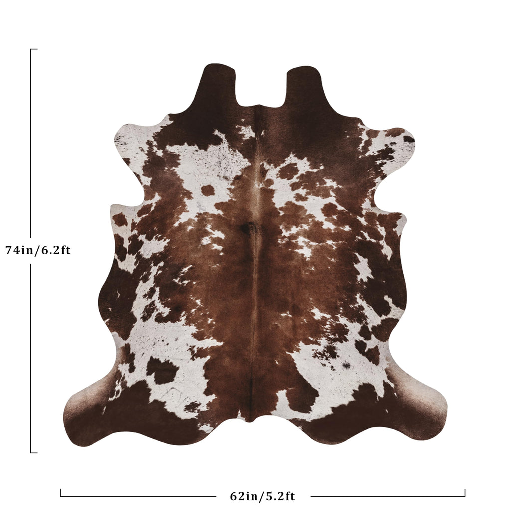 WARM HAVEN Cow Hide Faux Cowhide Rug: Cow Print Rug for Living Room Bedroom 5.2x6.2 Feet - Animal Print Skin Black and Brown Western