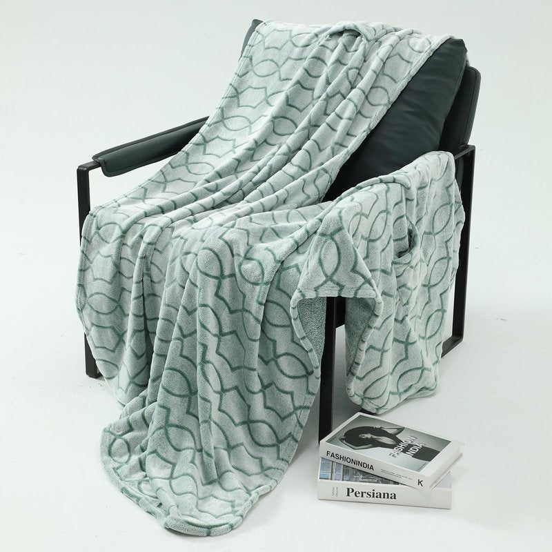 Bcareself Ultra Soft Flannel Reversible Shawl, with Pockets for Women & Men, Home & Travel Throw Blanket (Heather Grey, 58'' x 64'')