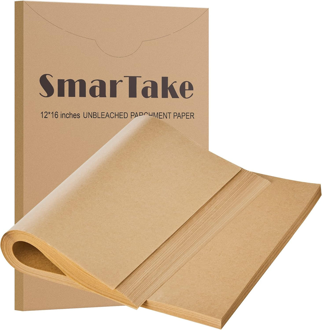 SMARTAKE Non-Stick Parchment Paper Baking Sheets - 200 Precut Sheets, 12x16 Inches for Baking & Grilling