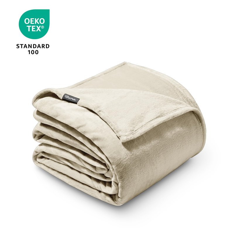 Bare Home Fleece Blanket - Giant Size - Ultra-Soft Lightweight for Bed, Sofa, and Couch - Luxury Microplush - Cozy Warm Blanket (Giant, Oyster)