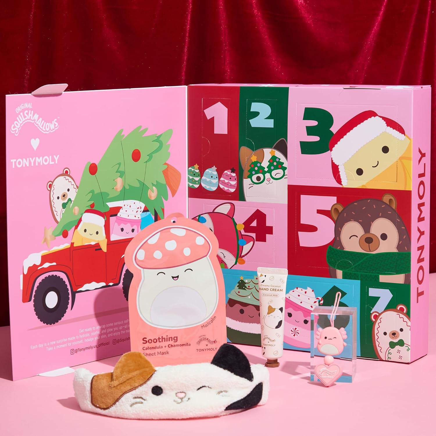 TONYMOLY x Squishmallows Advent Calendar 2025 - 7-Day Skincare Set with Hand Cream, Lip Gloss & Masks
