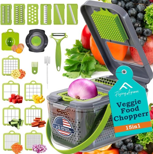 APSARAS USA Pro 18-in-1 Vegetable Chopper - Versatile Food Slicer & Cutter with 1.8L Container for Quick Meal Prep