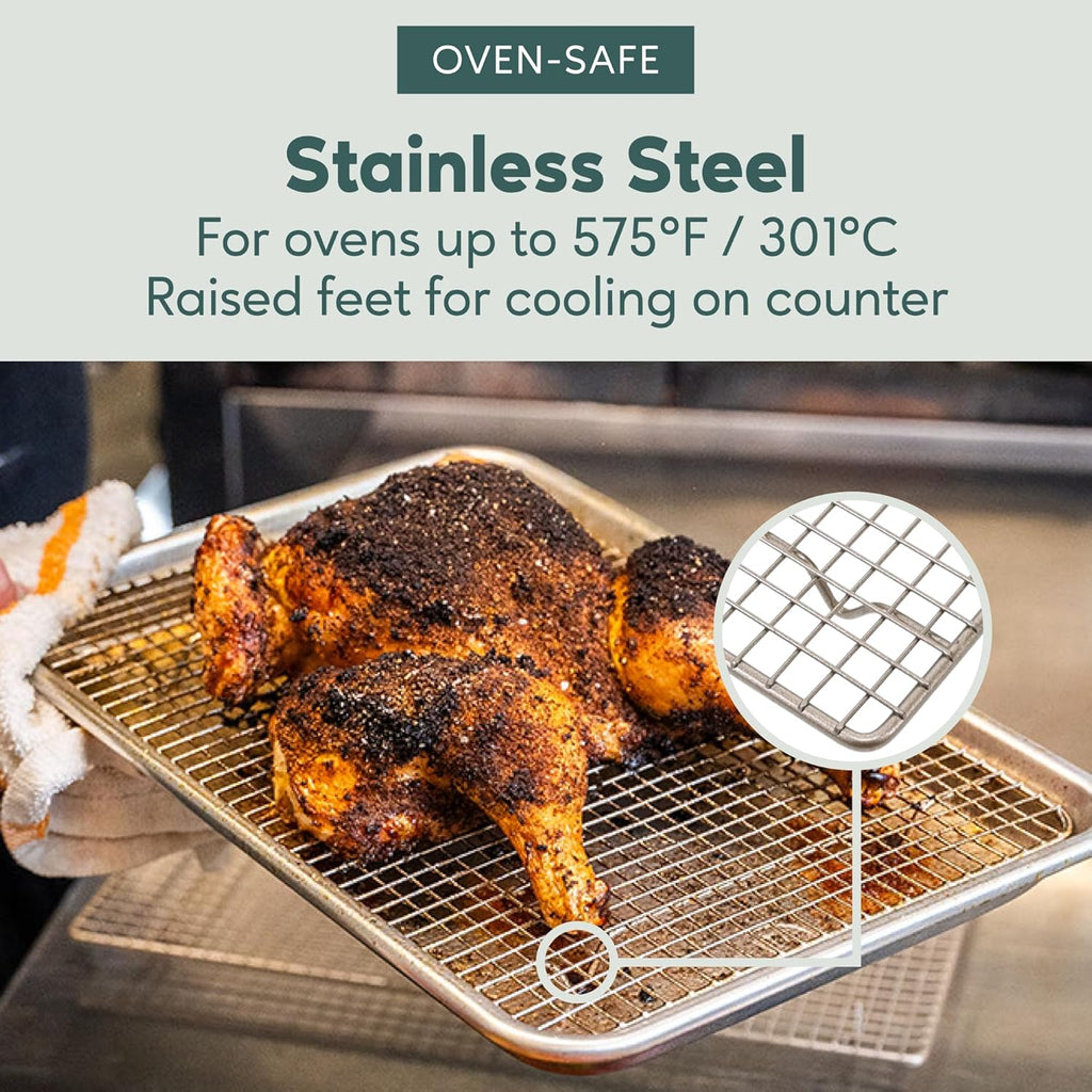 Ultra Cuisine Cooling & Baking Rack Set - Oven-Safe, Dishwasher-Safe Stainless Steel - Heavy Duty 8.5x12 | Set of 2