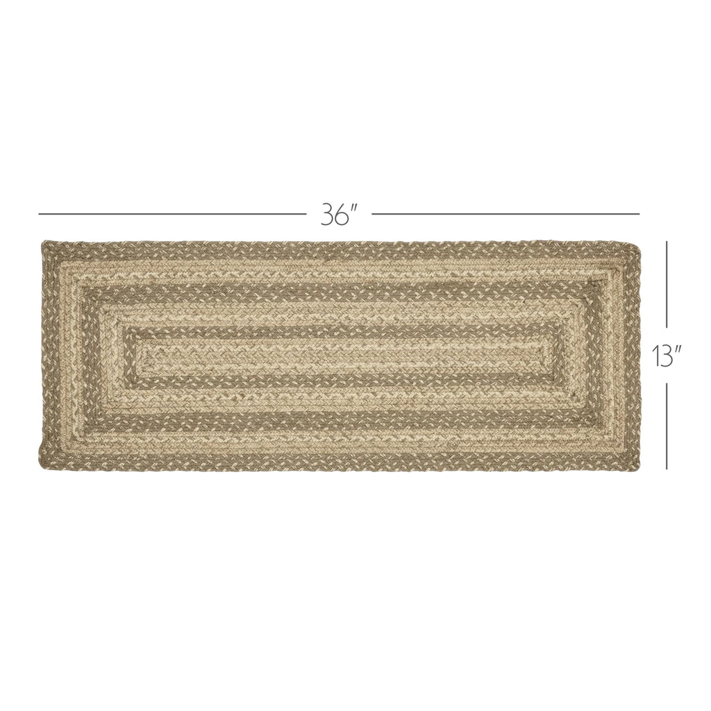 VHC Brands Farmhouse Cobblestone Table Runner, Tan Grey White, Jute Blend, Rectangle, 13x36 Inches