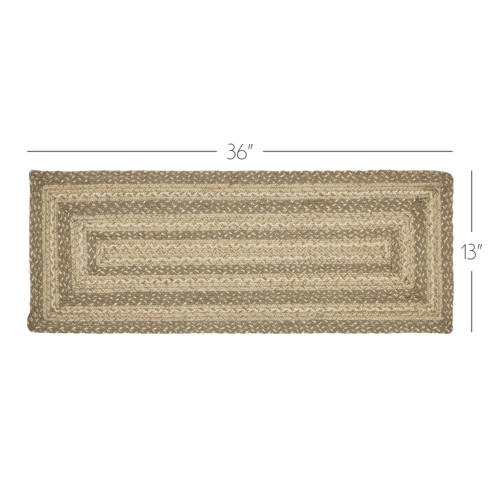 VHC Brands Farmhouse Cobblestone Table Runner, Tan Grey White, Jute Blend, Rectangle, 13x36 Inches