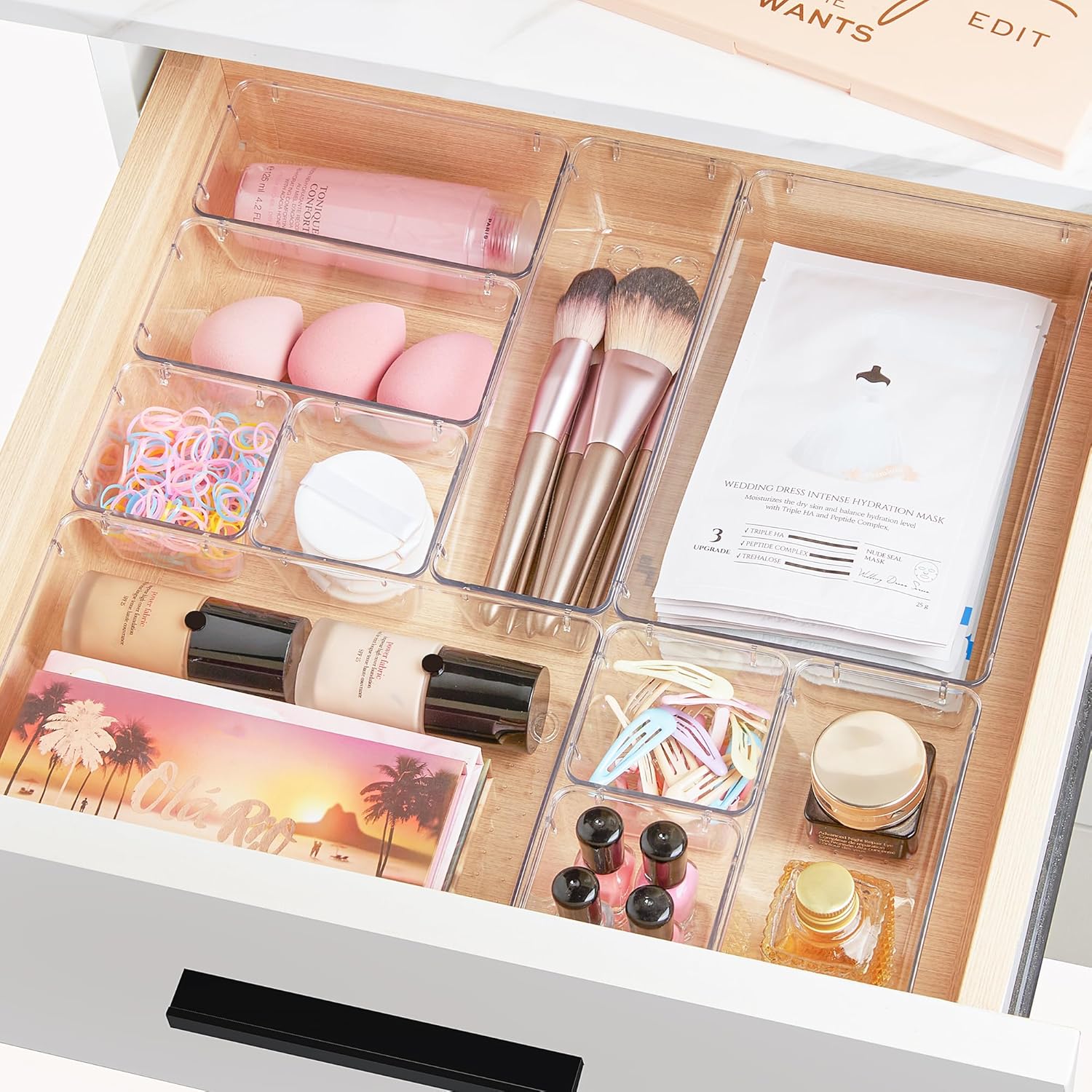 Vtopmart 25 PCS Clear Plastic Drawer Organizers - Versatile Storage Bins for Makeup, Kitchen & Office