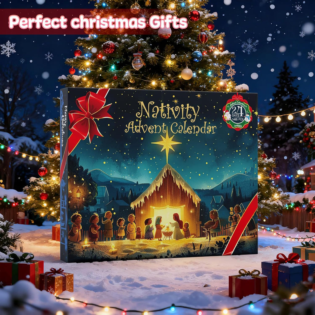 Nativity Advent Calendar 2025 - 24-Day Building Blocks Countdown Set for Kids & Adults