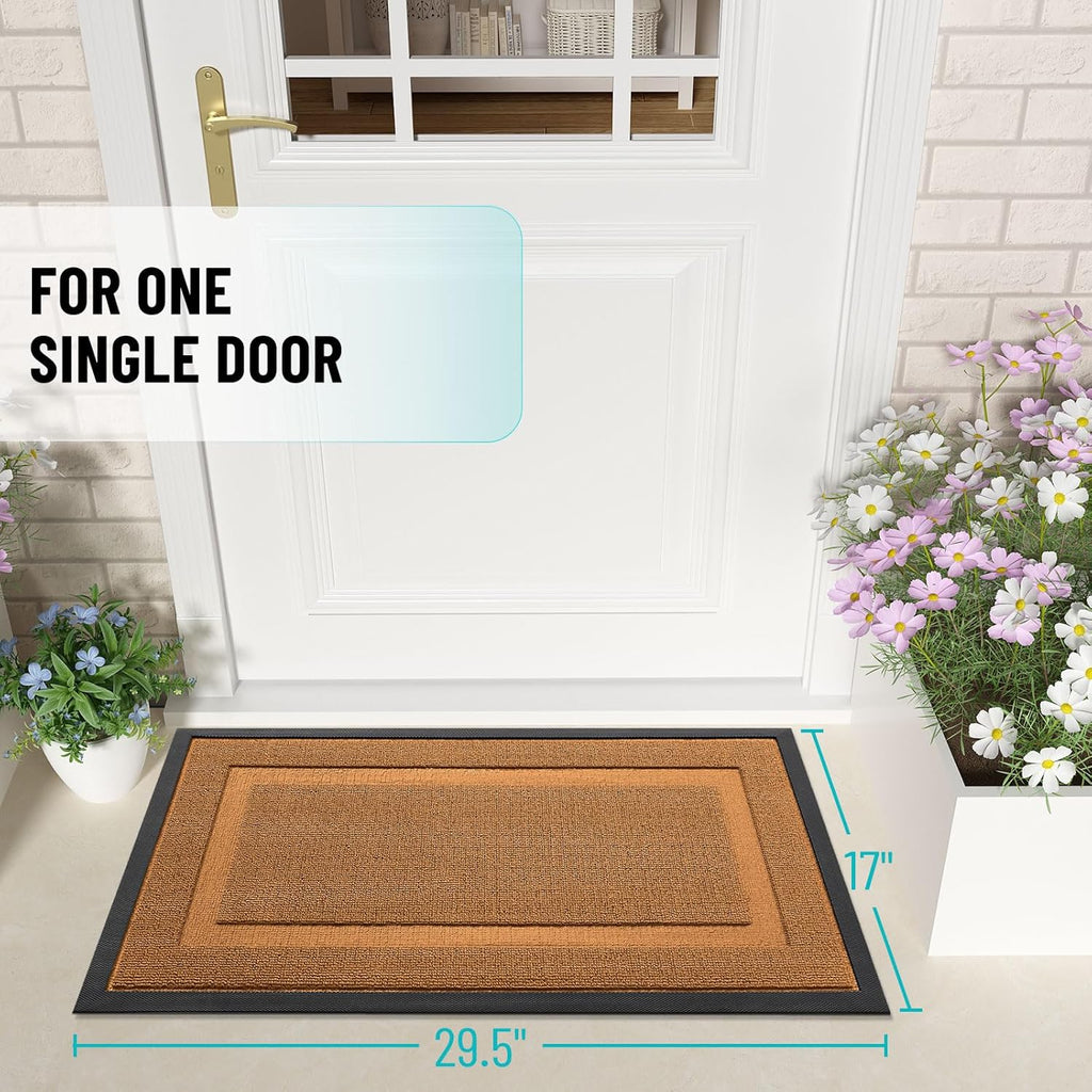 OLANLY Indoor Outdoor Doormat - Waterproof All-Season Entry Mat | Sturdy Natural Rubber, 33x21, Tangerine Orange